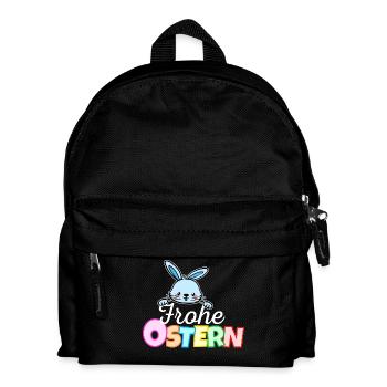Osterhase Frohe Ostern Gesicht Süß Osterhäschen - Kinder Rucksack - Schwarz - Vorne