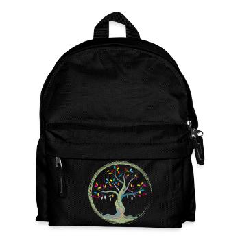 petit arbre avec des feuilles colorées en cercle - Sac à dos Enfant - noir - Devant