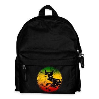 Abstract Wildcat Silhouette in Reggae Colors - Kids' Backpack - black - Front