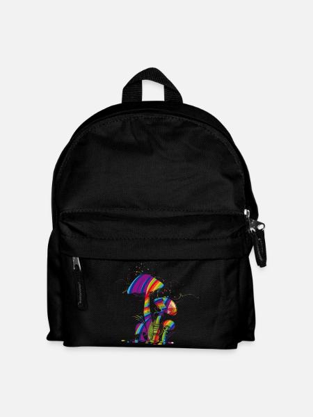 Bunte Fantasie Pilze aus fluoreszierende Farbe - Kinder Rucksack - Schwarz