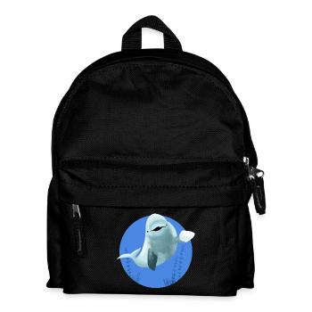 Beluga fröhlich in blauen Kreis - Kinder Rucksack - Schwarz - Vorne