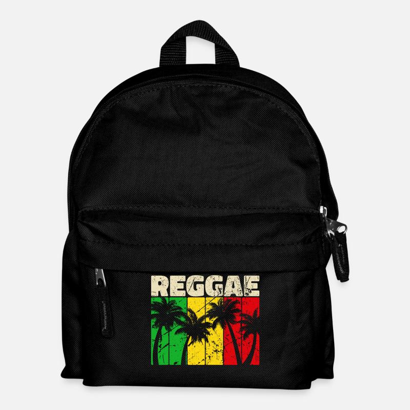 Reggae Reggaemusik Jamaika Urlaub Karibik Palmen - Kinder Rucksack - Schwarz