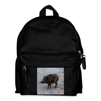 Wildschwein Jäger Förster jagen Wald Geschenk - Kinder Rucksack - Schwarz - Vorne