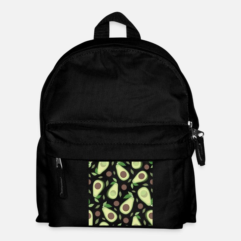 Aubergine und Avocado Muster - Kinder Rucksack - Schwarz