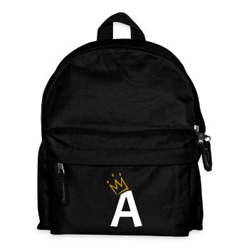 Letter A with crown King Queen gift - Kids' Backpack - black - Front