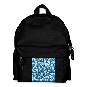 Ausdrucksstarkes Wellenmuster in Blau - Kinder Rucksack - Schwarz - Vorne