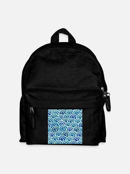 Ausdrucksstarkes Wellenmuster in Blau - Kinder Rucksack - Schwarz