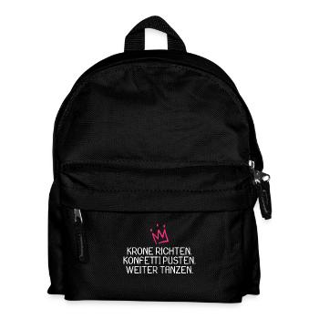 Krone richten Konfetti pusten weiter tanzen witzig - Kinder Rucksack - Schwarz - Vorne