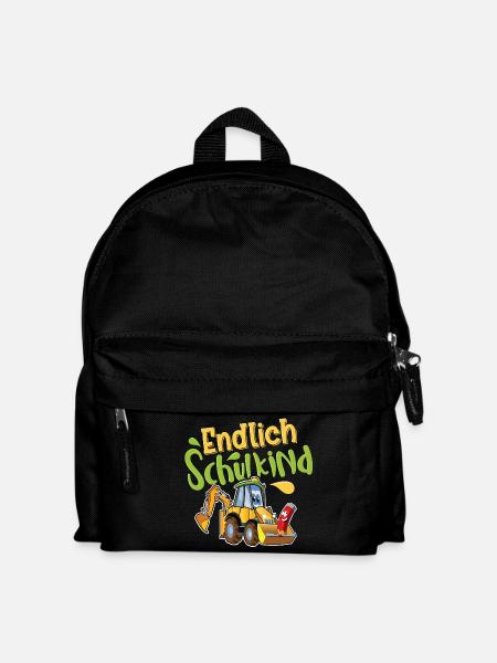 Endlich Schulkind Bagger - Kinder Rucksack - Schwarz