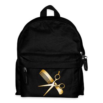 golden hairdresser accessories scissors and comm - Kids' Backpack - black - Front