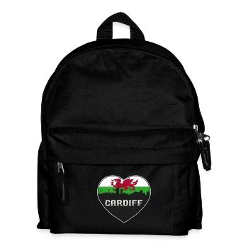 Cardiff Wales Skyline Silhouette Voyage Drapeau Gallois - Sac à dos Enfant - noir - Devant
