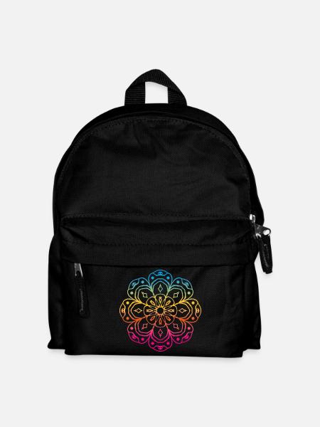 Regenbogen Yoga Seele Mandala Blüte India Ornament - Kinder Rucksack - Schwarz