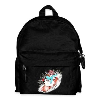 Schneemann mit Schal und Snowboard - Kinder Rucksack - Schwarz - Vorne