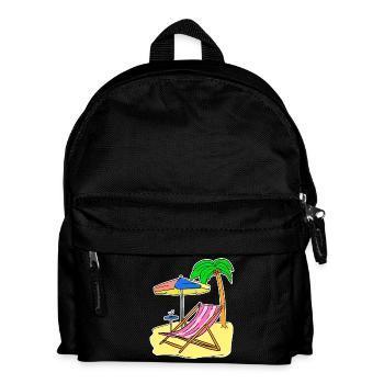 Sun Sea Beach Summer Palm Trees Relax Vacation - Kids' Backpack - black - Front