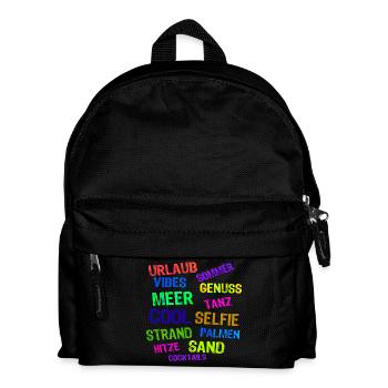 Urlaub Ferien Strand Auszeit Entspannen Palmen - Kinder Rucksack - Schwarz - Vorne