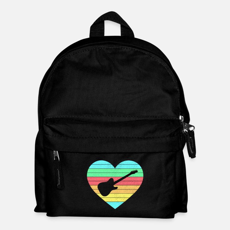 Guitars heart design with rainbow / gift - Kids' Backpack - black
