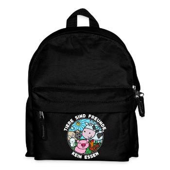 Schwein Kuh Vegan Statement Tierlieb - Kinder Rucksack - Schwarz - Vorne