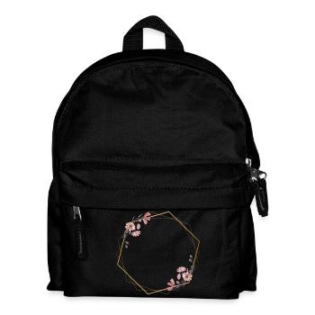 Élégance géométrique avec des fleurs roses - Sac à dos Enfant - noir - Devant