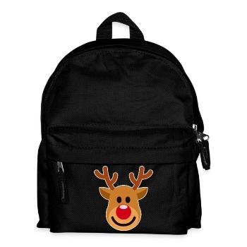 Rudolph Rentier Gesicht Weihnachten - Kinder Rucksack - Schwarz - Vorne