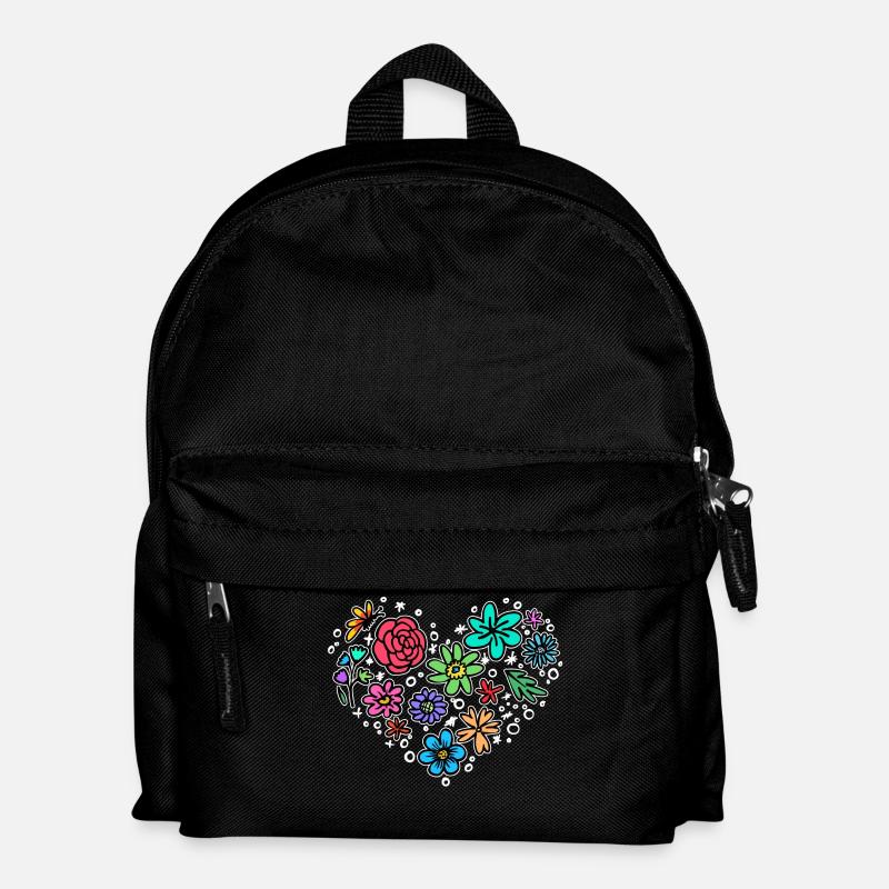 Natur Herz Blühen - Kinder Rucksack - Schwarz