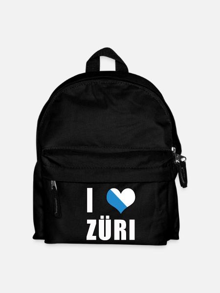 i love Zurich Züri Love Heart Switzerland Gift - Kids' Backpack - black