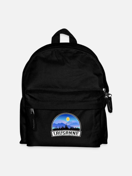 Lausanne Schweiz Skyline Vintage Sonnenuntergang Reisen - Kinder Rucksack - Schwarz