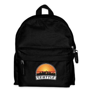 Seattle Washington USA Skyline Vintage Sunset Trav - Kids' Backpack - black - Front