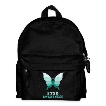 Butterfly Ptsd Awareness Teal Ribbon - Kids' Backpack - black - Front