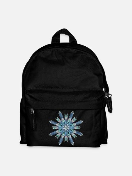 Ethno Stern Schmuck Ornament Türkis und Silber - Kinder Rucksack - Schwarz