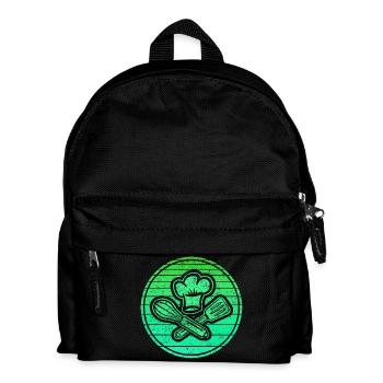 Grünes Symbol im Retro Style für stolze Hobbyköche - Kinder Rucksack - Schwarz - Vorne