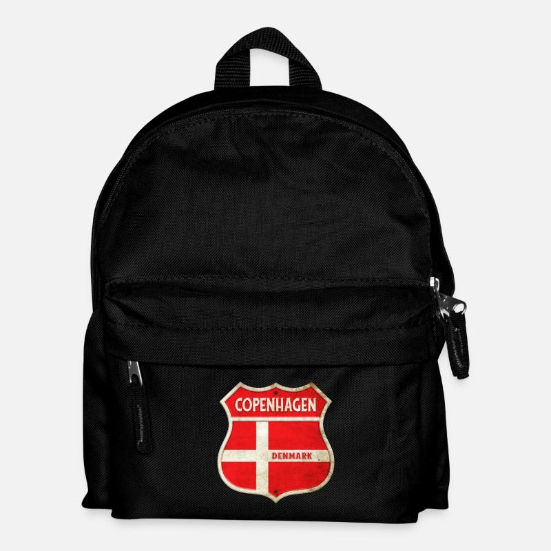 Kopenhagen Dänemark Wappen Flaggen Design - Kinder Rucksack - Schwarz