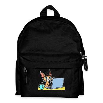 Laptop Home Office Statement Cat Coffee Career - Kids' Backpack - black - Front