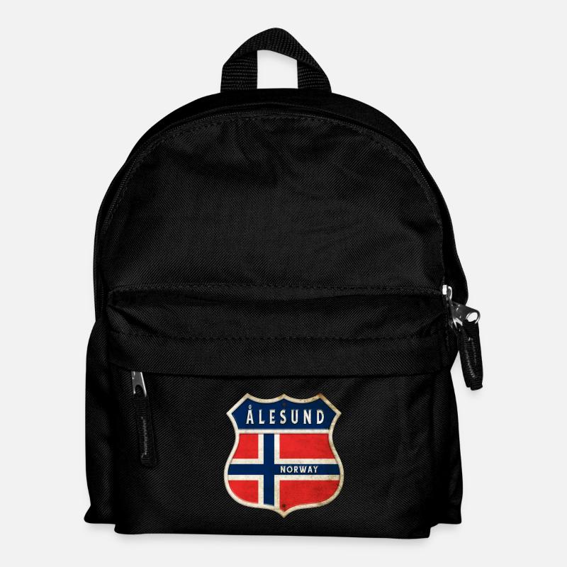 Ålesund Norwegen Wappen Flaggen Design - Kinder Rucksack - Schwarz