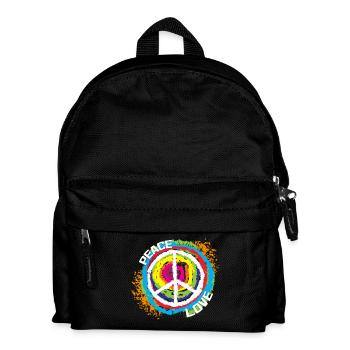 Liebe Frieden Spruch Friedenszeichen Weltfrieden - Kinder Rucksack - Schwarz - Vorne