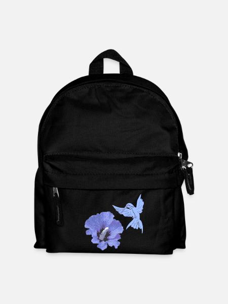 geschenke mit kolibris, Kolibrisilhouette Hibiskus - Kinder Rucksack - Schwarz