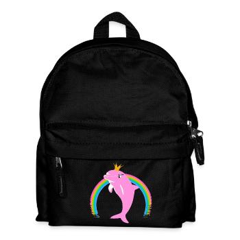 Rainbow Dolphin Golden Crown Pink - Kids' Backpack - black - Front