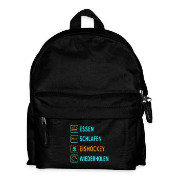 Essen. Schlafen. Eishockey. Wiederholen Design - Kinder Rucksack - Schwarz - Vorne