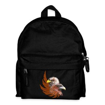 adlerdesign frau, zwei adlerköpfe, adlerflügel - Kinder Rucksack - Schwarz - Vorne