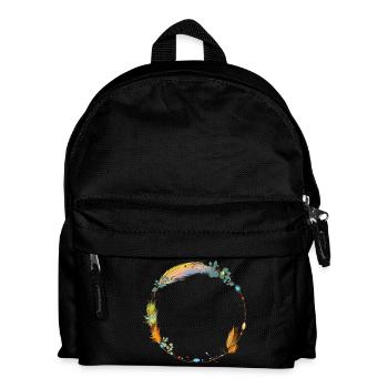 delicate frame made of feathers and ethno symbols - Kids' Backpack - black - Front