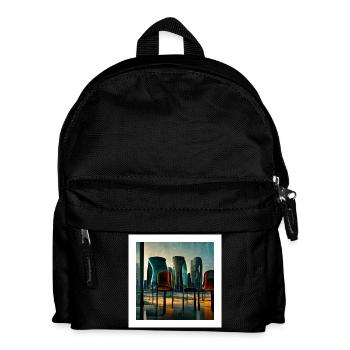 futuristic city scene - poster - Kids' Backpack - black - Front