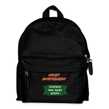 Nicht Ansprechen Ruhe Schild - Kinder Rucksack - Schwarz - Vorne