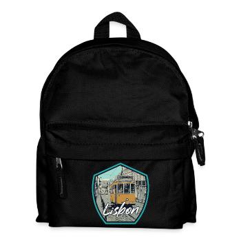 Lisbon, beautiful city of Portugal with tram - Kids' Backpack - black - Front