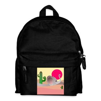 ELEFANTEN WÜSTENLANDSCHAFT - KAKTEEN - Kinder Rucksack - Schwarz - Vorne