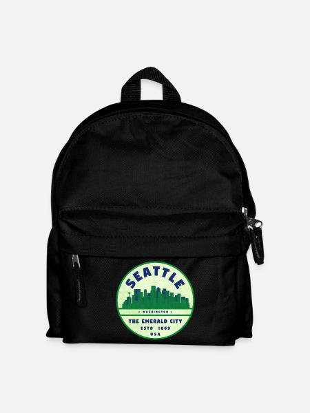 Emerald City Seattle Vintage Badge - Kinder Rucksack - Schwarz