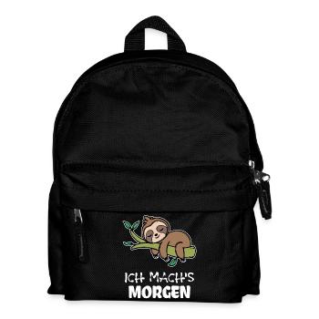 Langschläfer Zoo Schlafen Faul Statement Faultier - Kinder Rucksack - Schwarz - Vorne