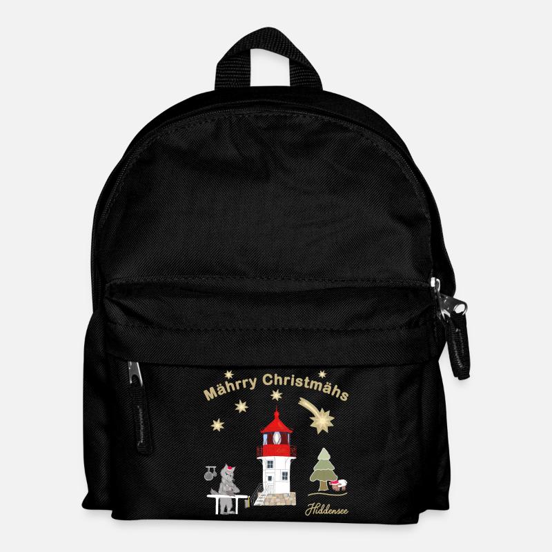 Weihnachtlicher Leuchtturm Gellen auf Hiddensee - Kinder Rucksack - Schwarz