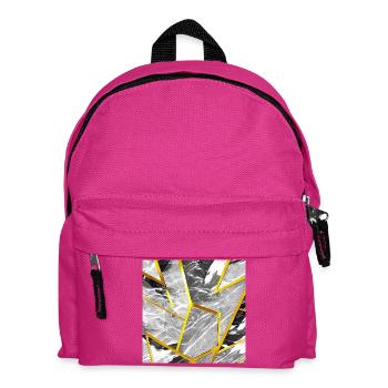 Marmor Schwarz-Weiß Gold Textur - Kinder Rucksack - Fuchsia - Vorne