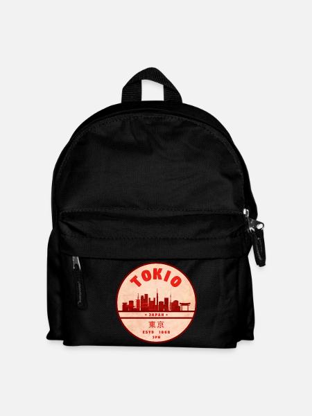 Retro Tokyo Skyline Badge - Kids' Backpack - black