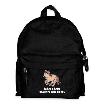 Cool Islandpferde Statement Pferdenarr Galopp - Kinder Rucksack - Schwarz - Vorne