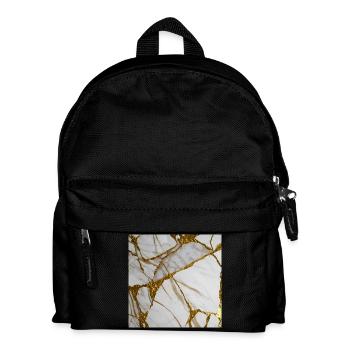 Marbling white-gold marble stone texture - Kids' Backpack - black - Front